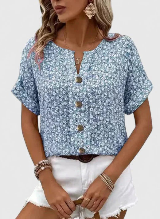 Leichtes Blumen-Top mit Knopfdetails